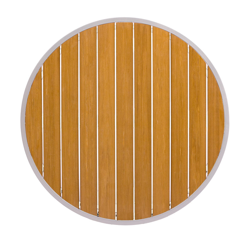 BFM Seating Longport 24" Round Synthetic Teak Table Top - Umbrella Hole Optional - (BFM - PH24RT) - SchoolOutlet