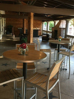 BFM Seating Longport Round Synthetic Teak Table Top - Umbrella Hole Optional 32"W x 32"L (BFM-PH3232TK)