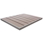 BFM Seating Seaside 34x34 Gray Synthetic Teak Table Top - Soft Gray Powder Coat Aluminum Frame - Umbrella Hole Optional - (BFM - PH3434GR) - SchoolOutlet