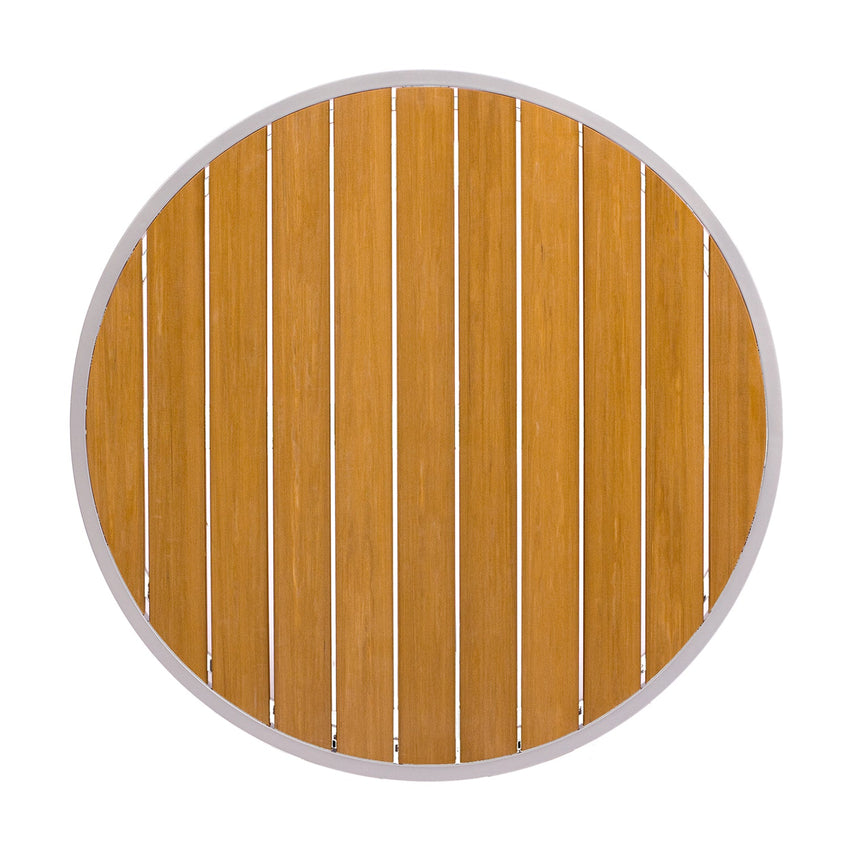 BFM Seating Longport 34" Round Synthetic Teak Table Top - Umbrella Hole Optional - (BFM - PH - 36RT) - SchoolOutlet