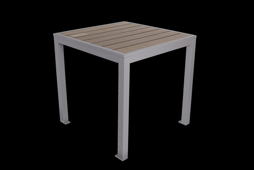 BFM Seating Seaside 4 - Leg Bolt - Down Table 31x31, Synthetic Gray Teak Top, Umbrella Hole Optional - (BFM - PH4L3131) - SchoolOutlet