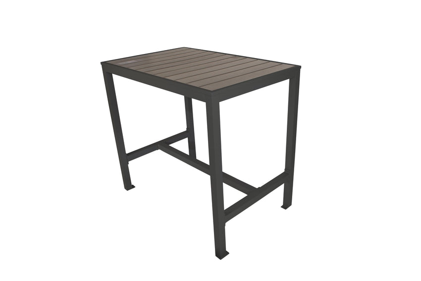 BFM Seating Seaside 4 - Leg Bolt - Down Table 31x48, Synthetic Gray Teak Top, Umbrella Hole Optional - (BFM - PH4L3148) - SchoolOutlet