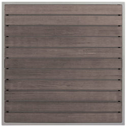 BFM Seating Seaside 4-Leg Bolt-Down Table 31x48, Synthetic Gray Teak Top, Umbrella Hole Optional - (BFM-PH4L3148)
