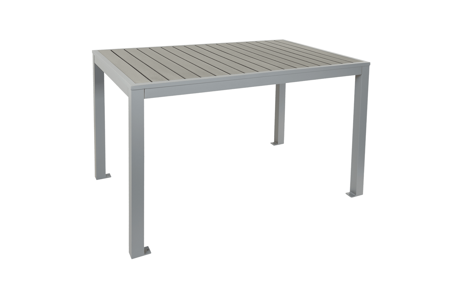 BFM Seating Seaside 4 - Leg Bolt - Down Table 31x48, Synthetic Gray Teak Top, Umbrella Hole Optional - (BFM - PH4L3148) - SchoolOutlet
