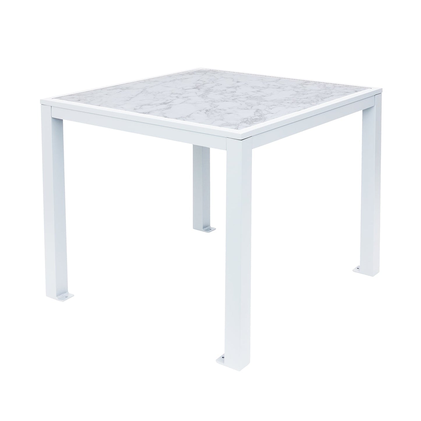 BFM Seating Surf Inlay 4 - Leg Bolt - Down Table 32x32 - Carrara Top - Umbrella hole optional - (BFM - PH4L3232) - SchoolOutlet