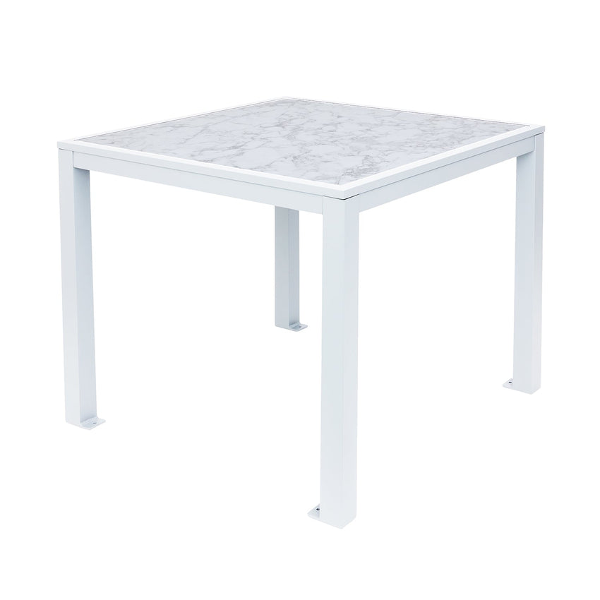 BFM Seating Surf Inlay 4 - Leg Bolt - Down Table 32x32 - Carrara Top - Umbrella hole optional - (BFM - PH4L3232) - SchoolOutlet