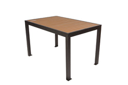 BFM Seating Longport 4-Leg Bolt-Down Table 32x48, Synthetic Teak Top - Umbrella Hole Optional - (BFM-PH4L3248T)