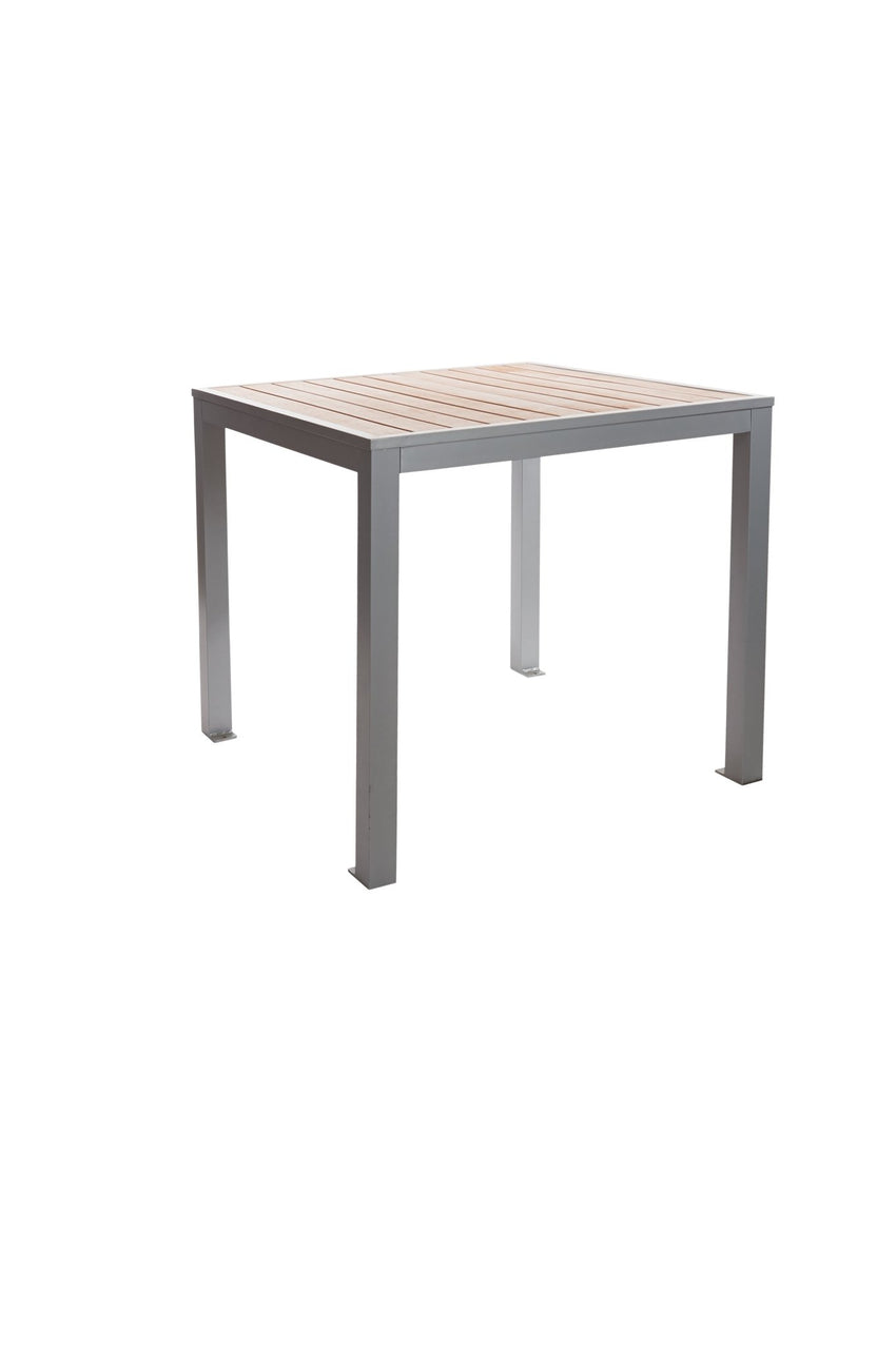 BFM Seating Seaside 4 - Leg Bolt - Down Table 35x35, Synthetic Gray Teak Top - Umbrella Hole Optional - (BFM - PH4L3535GR) - SchoolOutlet