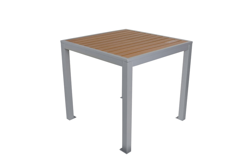 BFM Seating Longport 4 - Leg Bolt - Down Table 35x35, Synthetic Teak Top - Umbrella Hole Optional - (BFM - PH4L3535T) - SchoolOutlet