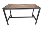 BFM Seating Longport 4 - Leg Bolt - Down Table 35x71, Synthetic Teak Top, Black Frame - Umbrella Hole Optional - (BFM - PH4L3571T) - SchoolOutlet