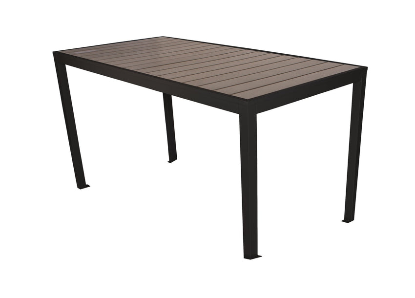 BFM Seating Seaside 4 - Leg Bolt - Down Table 35x72, Synthetic Gray Teak Top - Umbrella Hole Optional - (BFM - PH4L3572) - SchoolOutlet