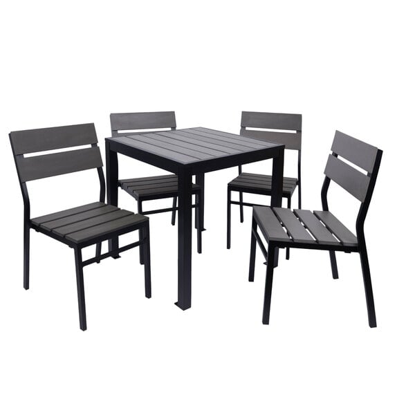 BFM Seating Seaside 4 - Leg Bolt - Down Table 35x72, Synthetic Gray Teak Top - Umbrella Hole Optional - (BFM - PH4L3572) - SchoolOutlet