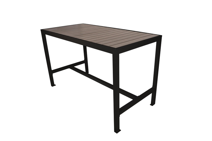 BFM Seating Seaside 4 - Leg Bar Height Bolt - Down Table 35x72, Synthetic Gray Teak Top - (BFM - PH4L3572xxT) - SchoolOutlet