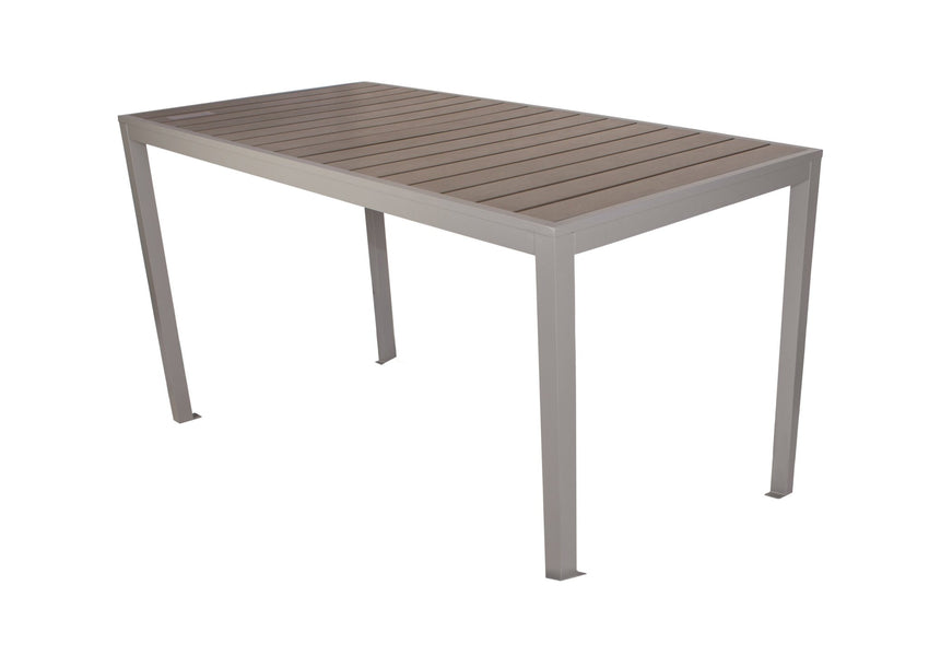 BFM Seating Seaside 4 - Leg Bolt - Down Table 35x72, Synthetic Gray Teak Top - Umbrella Hole Optional - (BFM - PH4L3572) - SchoolOutlet