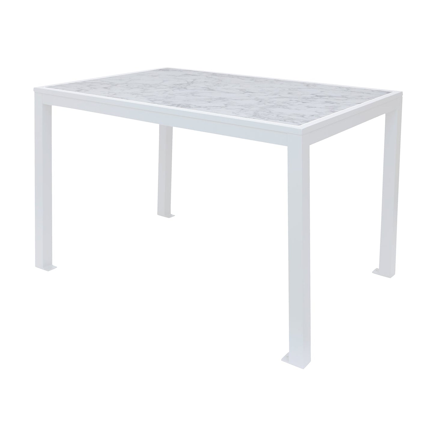 Surf Inlay 4 - Leg Bolt - Down Table 36x72 - Carrara Top - White Frame - Umbrella hole optional - (BFM - PH4L3672CR) - SchoolOutlet