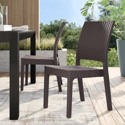 BFM Seating Monterey Stacking Side Chair - Aluminum Frame - Java Synthetic Wicker - (BFM - PH500C) - SchoolOutlet