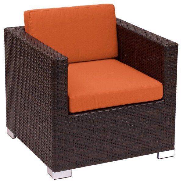 BFM Seating Aruba Wicker Arm Chair with Sunbrella Cushions (BFM - PH5102JV) - SchoolOutlet