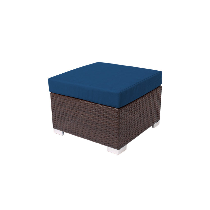 BFM Seating Aruba Wicker Outdoor Ottoman with Sunbrella Cushion (BFM - PH5106JV) - SchoolOutlet