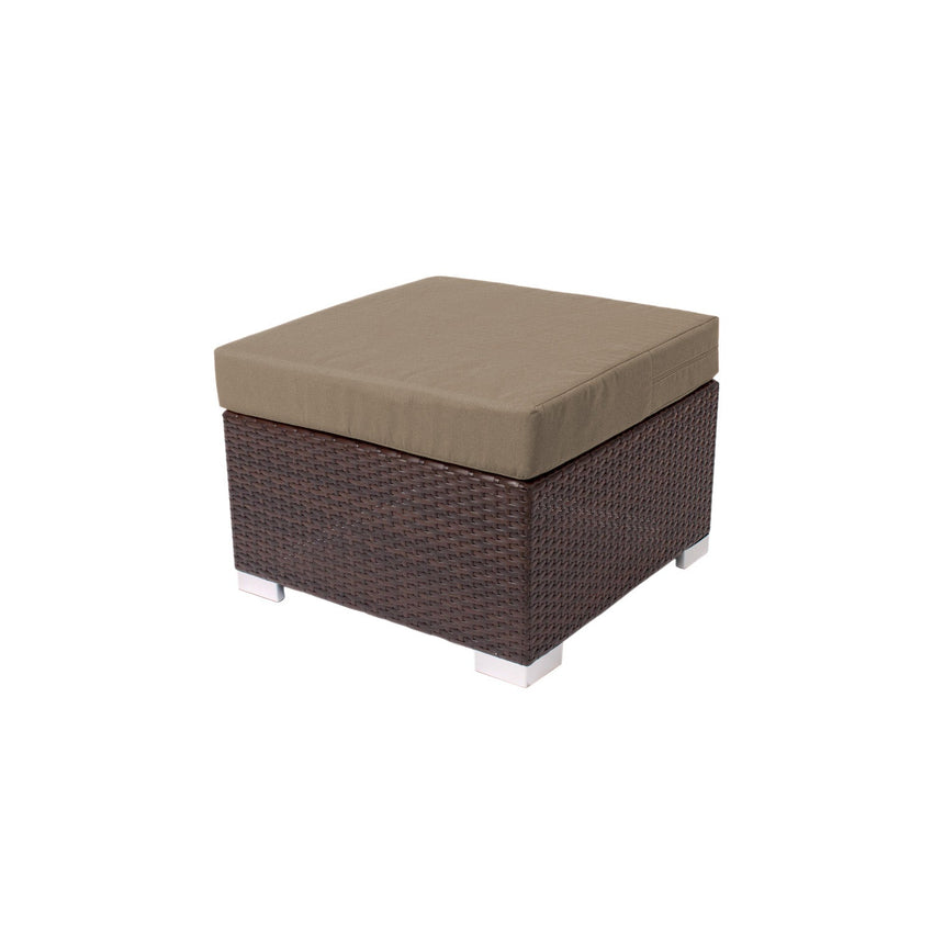 BFM Seating Aruba Wicker Outdoor Ottoman with Sunbrella Cushion (BFM - PH5106JV) - SchoolOutlet
