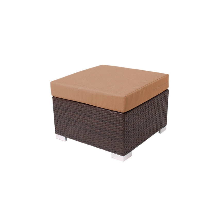 BFM Seating Aruba Wicker Outdoor Ottoman with Sunbrella Cushion (BFM - PH5106JV) - SchoolOutlet