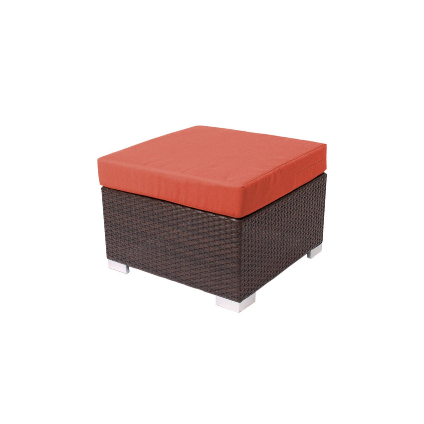 BFM Seating Aruba Wicker Outdoor Ottoman with Sunbrella Cushion (BFM - PH5106JV) - SchoolOutlet