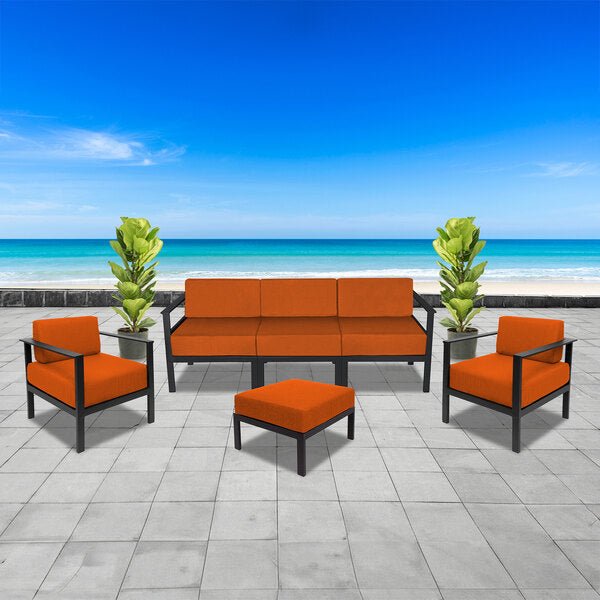 BFM Seating Belmar Left Arm Sofa Section with Sunbrella cushions, Sand Black Frame (BFM - PH6101BL - L) - SchoolOutlet