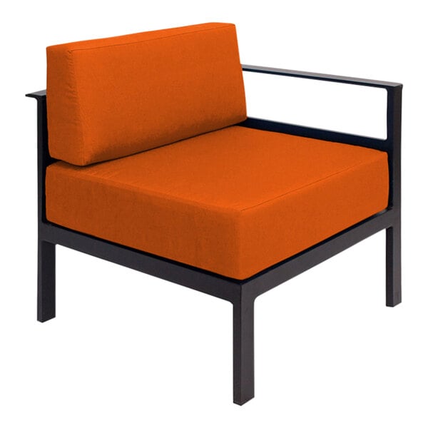 BFM Seating Belmar Left Arm Sofa Section with Sunbrella cushions, Sand Black Frame (BFM - PH6101BL - L) - SchoolOutlet