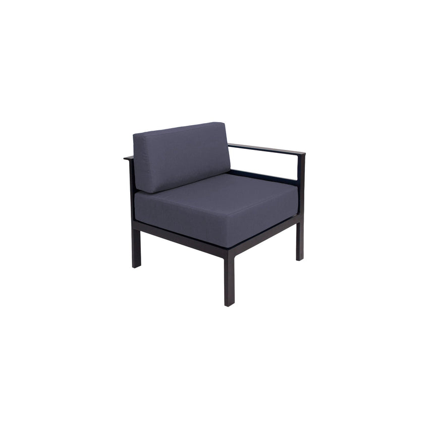 BFM Seating Belmar Left Arm Sofa Section with Sunbrella cushions, Sand Black Frame (BFM - PH6101BL - L) - SchoolOutlet