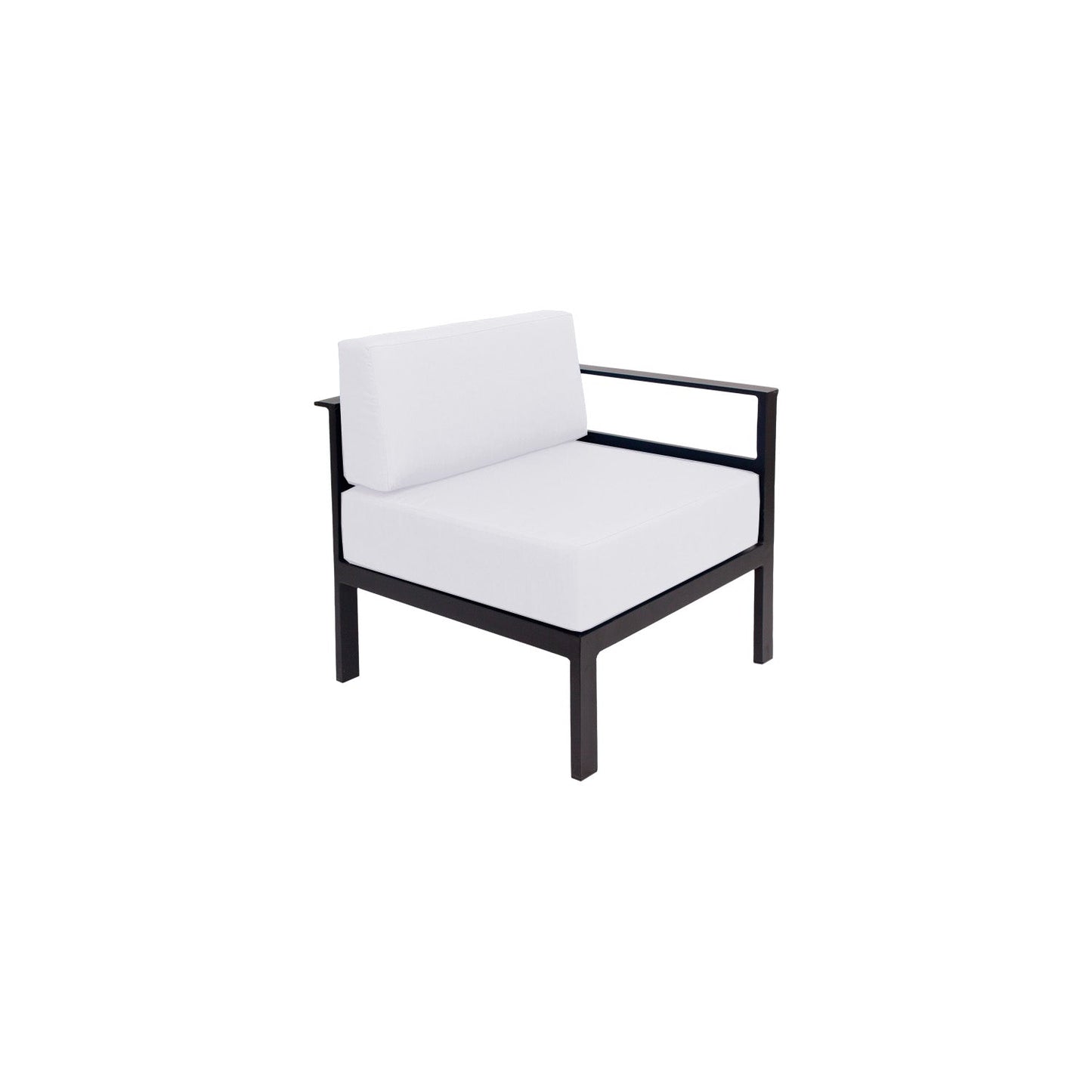BFM Seating Belmar Left Arm Sofa Section with Sunbrella cushions, Sand Black Frame (BFM - PH6101BL - L) - SchoolOutlet