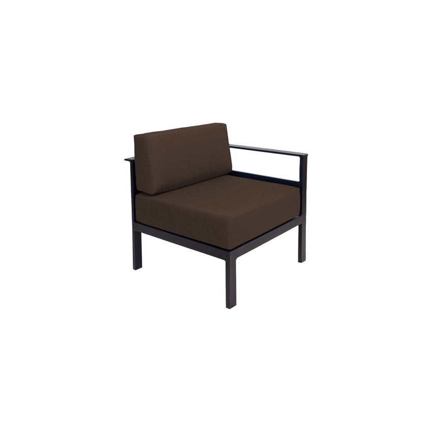 BFM Seating Belmar Left Arm Sofa Section with Sunbrella cushions, Sand Black Frame (BFM - PH6101BL - L) - SchoolOutlet