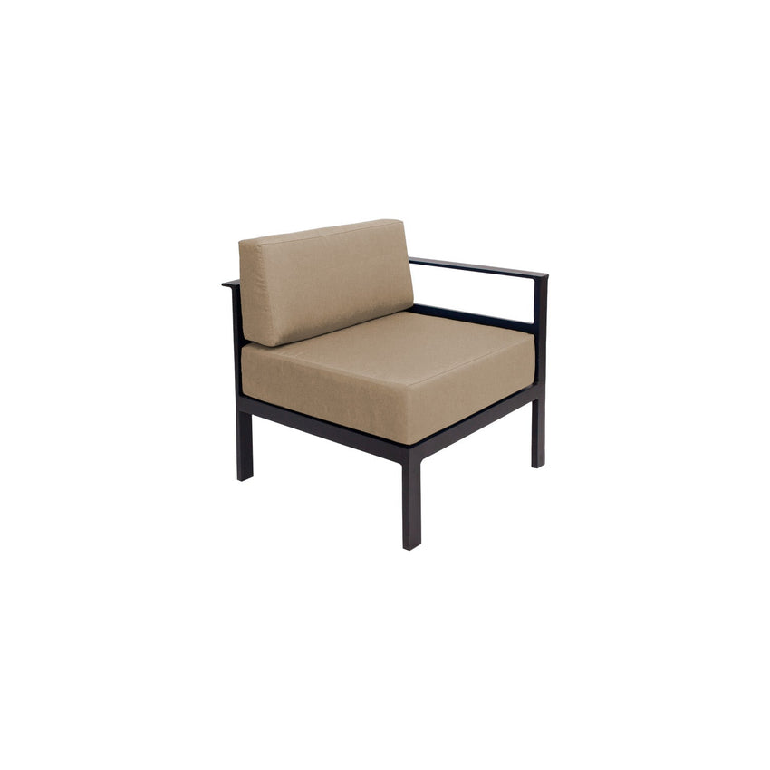 BFM Seating Belmar Left Arm Sofa Section with Sunbrella cushions, Sand Black Frame (BFM - PH6101BL - L) - SchoolOutlet