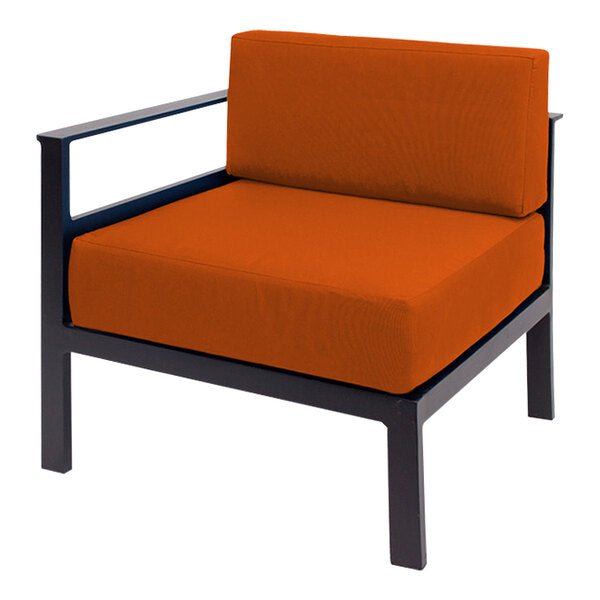 BFM Seating Belmar Right Arm Sofa Section with Sunbrella cushions, Sand Black Frame (BFM - PH6101BL - R) - SchoolOutlet