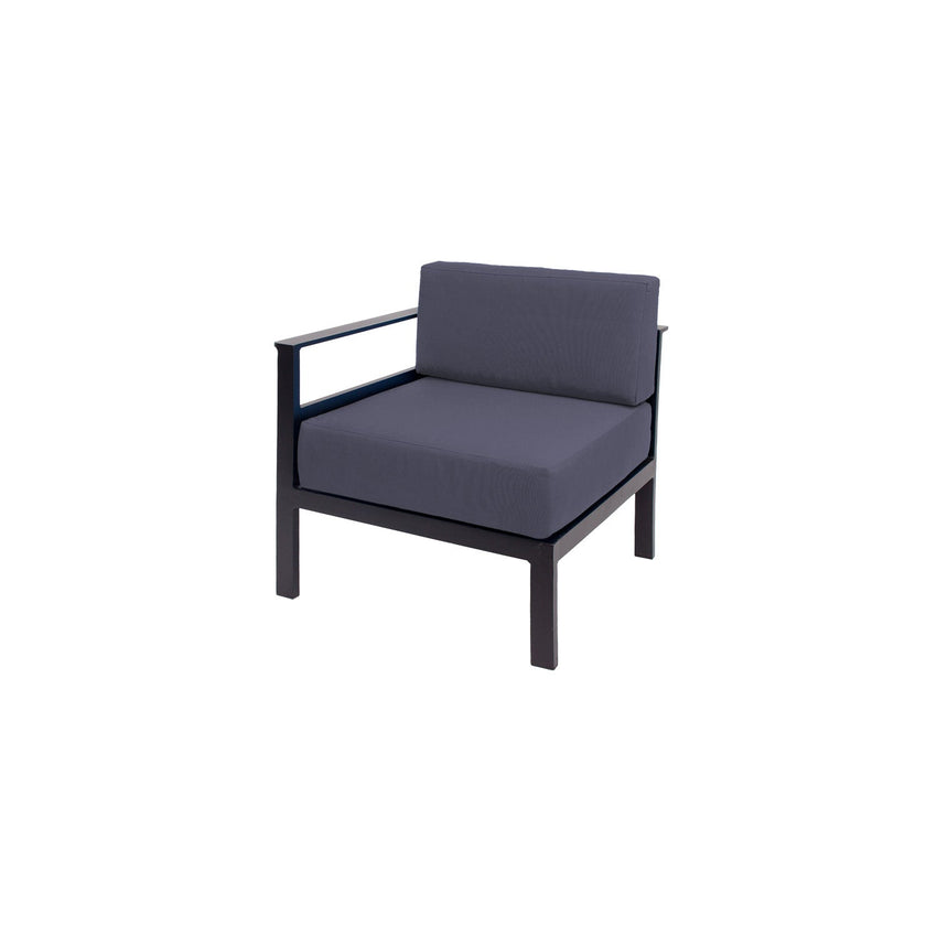 BFM Seating Belmar Right Arm Sofa Section with Sunbrella cushions, Sand Black Frame (BFM - PH6101BL - R) - SchoolOutlet