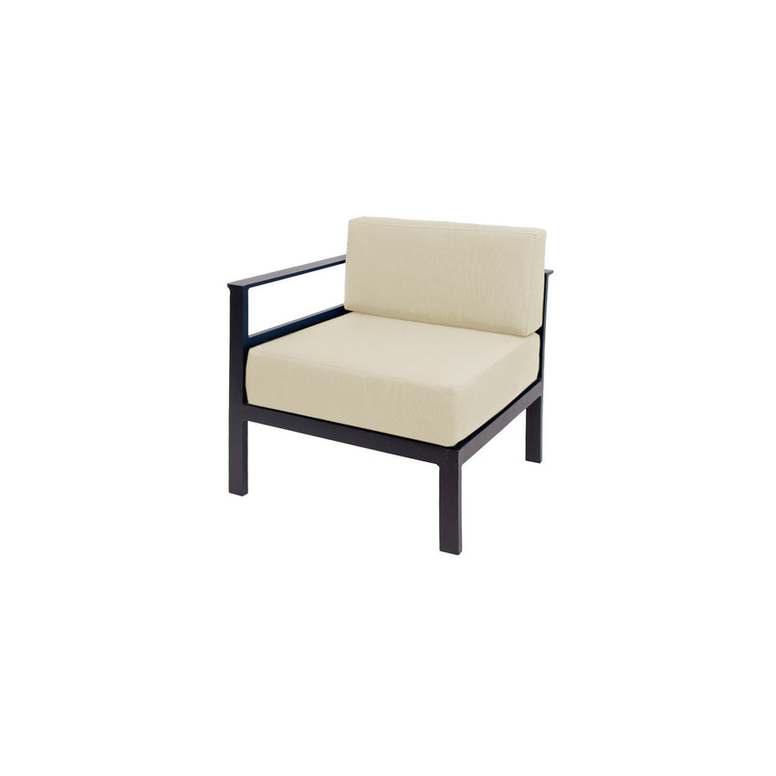 BFM Seating Belmar Right Arm Sofa Section with Sunbrella cushions, Sand Black Frame (BFM - PH6101BL - R) - SchoolOutlet
