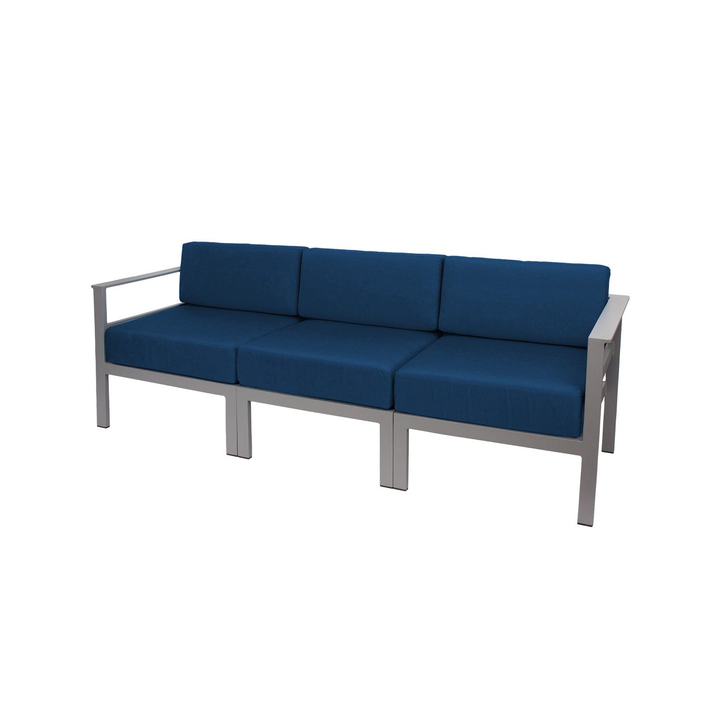 BFM Seating Belmar 82'' Outdoor Sectional Sofa with Sunbrella Cushions, Soft Gray Frame (BFM - PH6101SG) - SchoolOutlet