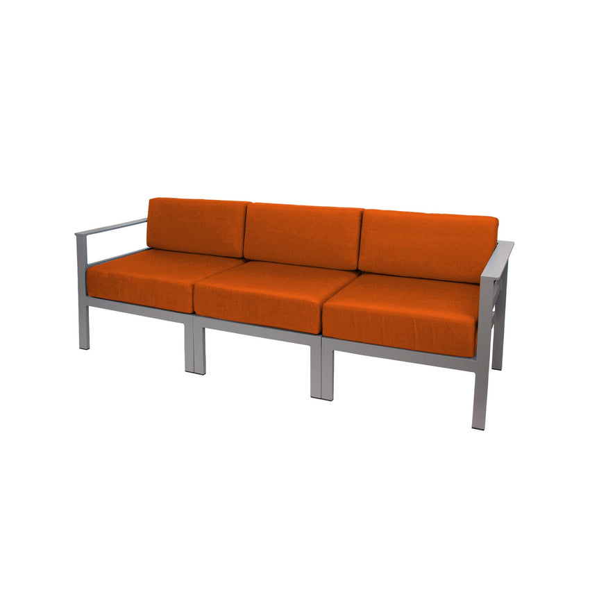 BFM Seating Belmar 82'' Outdoor Sectional Sofa with Sunbrella Cushions, Soft Gray Frame (BFM - PH6101SG) - SchoolOutlet