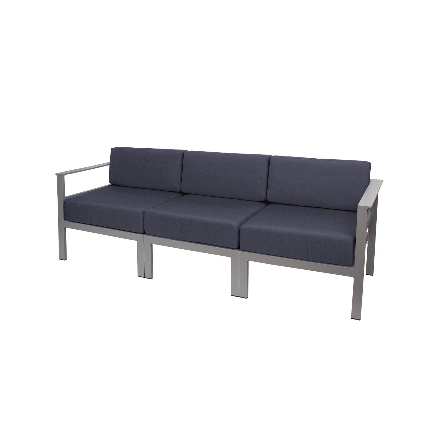 BFM Seating Belmar 82'' Outdoor Sectional Sofa with Sunbrella Cushions, Soft Gray Frame (BFM - PH6101SG) - SchoolOutlet