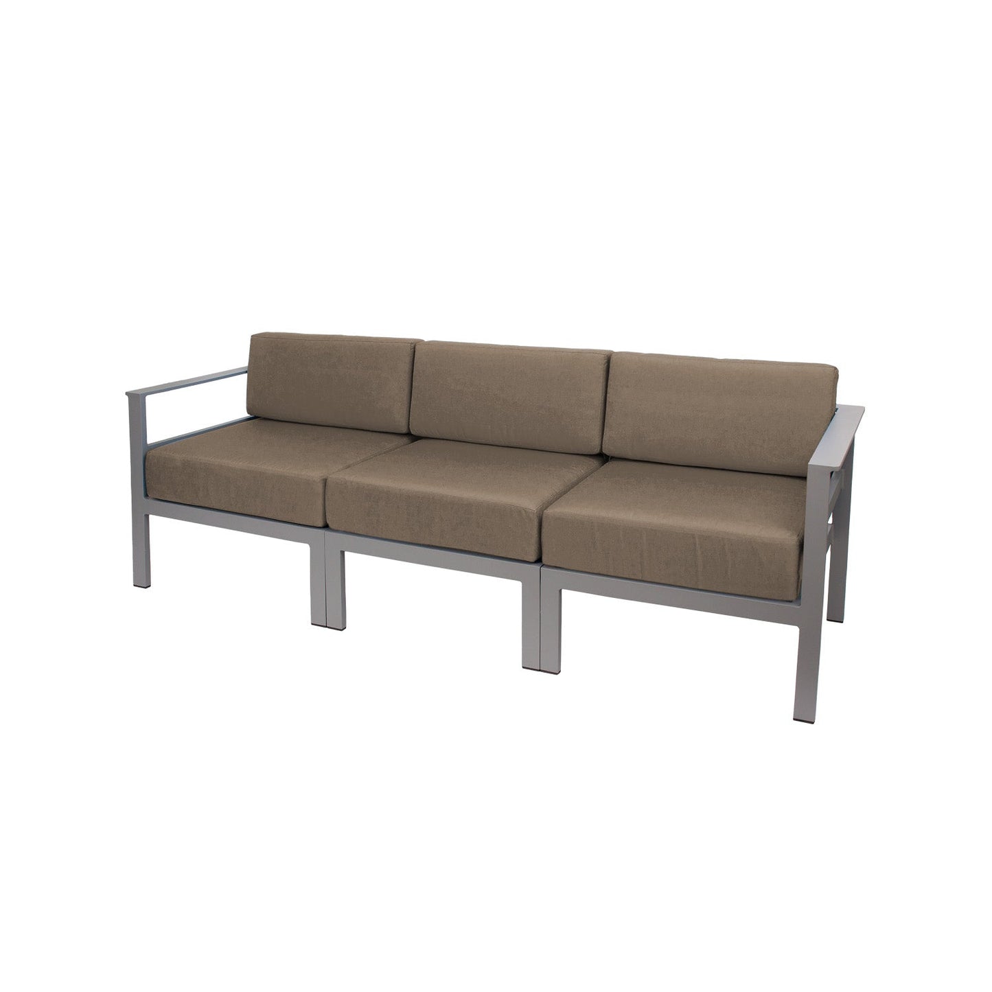 BFM Seating Belmar 82'' Outdoor Sectional Sofa with Sunbrella Cushions, Soft Gray Frame (BFM - PH6101SG) - SchoolOutlet