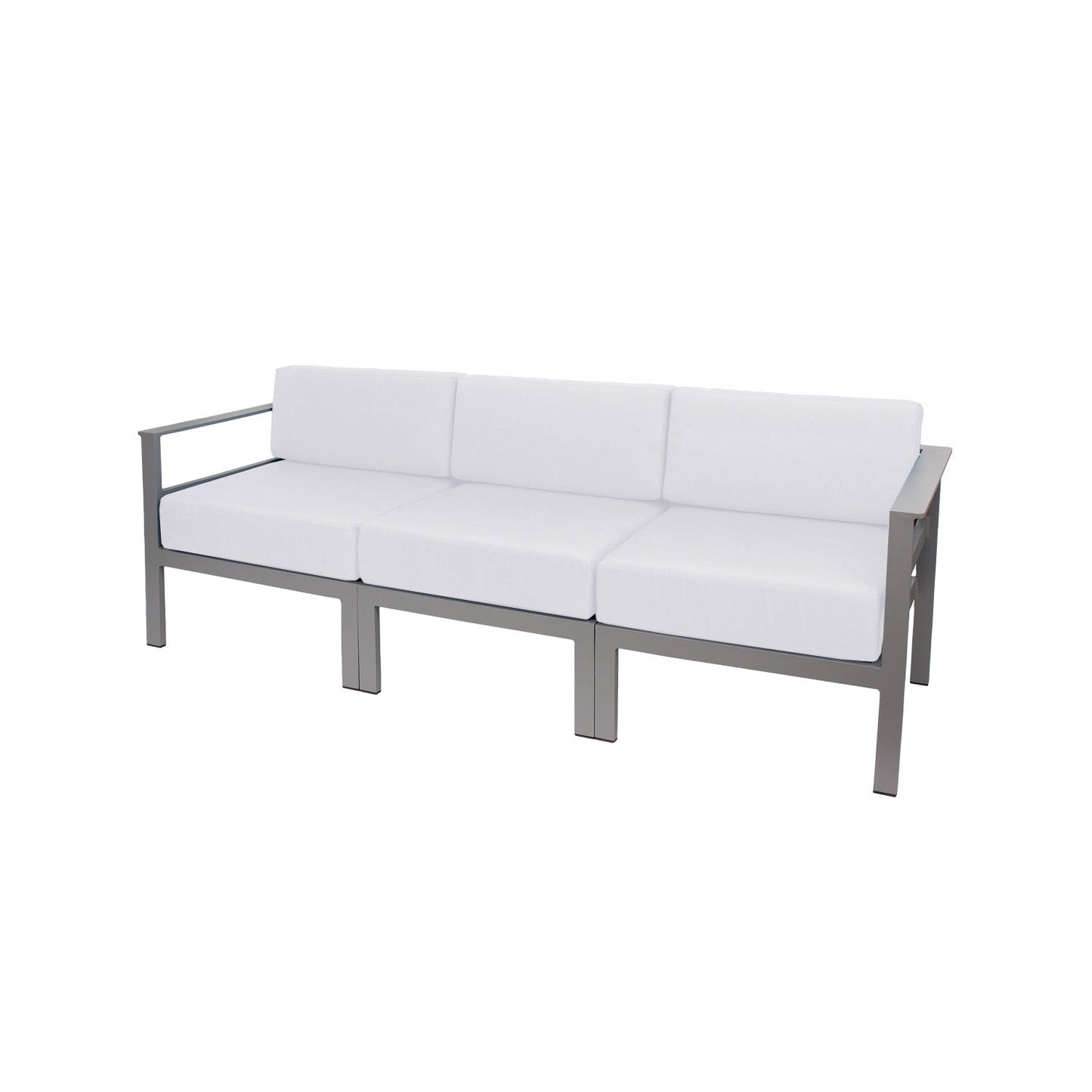 BFM Seating Belmar 82'' Outdoor Sectional Sofa with Sunbrella Cushions, Soft Gray Frame (BFM - PH6101SG) - SchoolOutlet