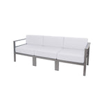 BFM Seating Belmar 82'' Outdoor Sectional Sofa with Sunbrella Cushions, Soft Gray Frame (BFM - PH6101SG) - SchoolOutlet