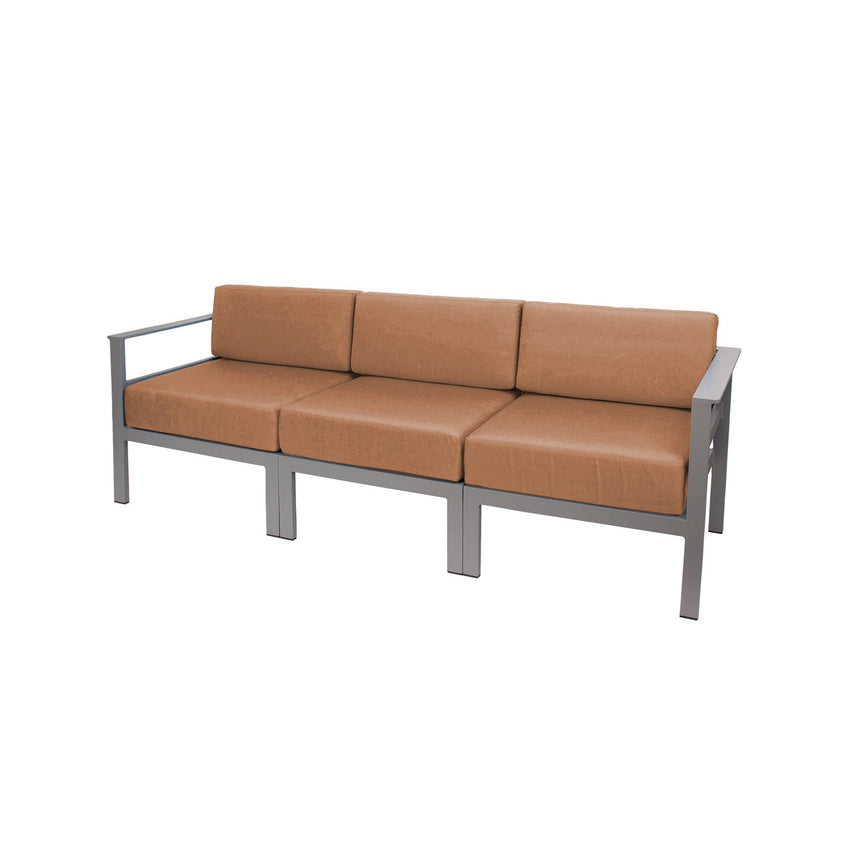 BFM Seating Belmar 82'' Outdoor Sectional Sofa with Sunbrella Cushions, Soft Gray Frame (BFM - PH6101SG) - SchoolOutlet