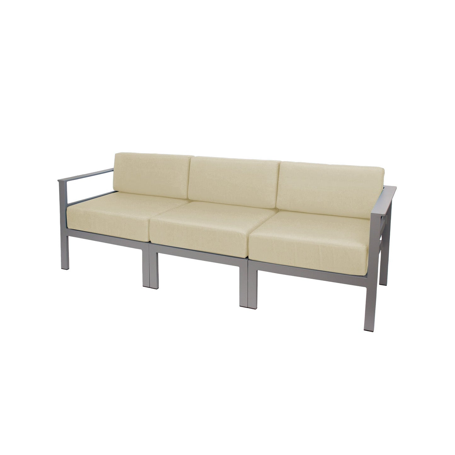 BFM Seating Belmar 82'' Outdoor Sectional Sofa with Sunbrella Cushions, Soft Gray Frame (BFM - PH6101SG) - SchoolOutlet