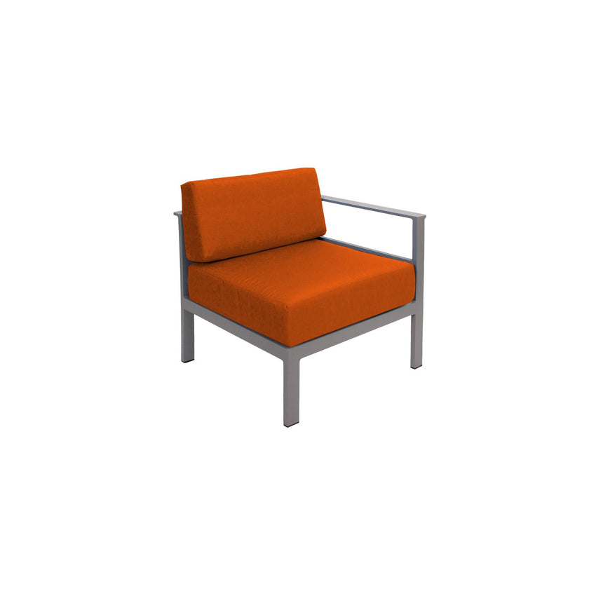 BFM Seating Belmar Left Arm Sofa Section with Sunbrella cushions, Soft Gray Frame (BFM - PH6101SG - L) - SchoolOutlet