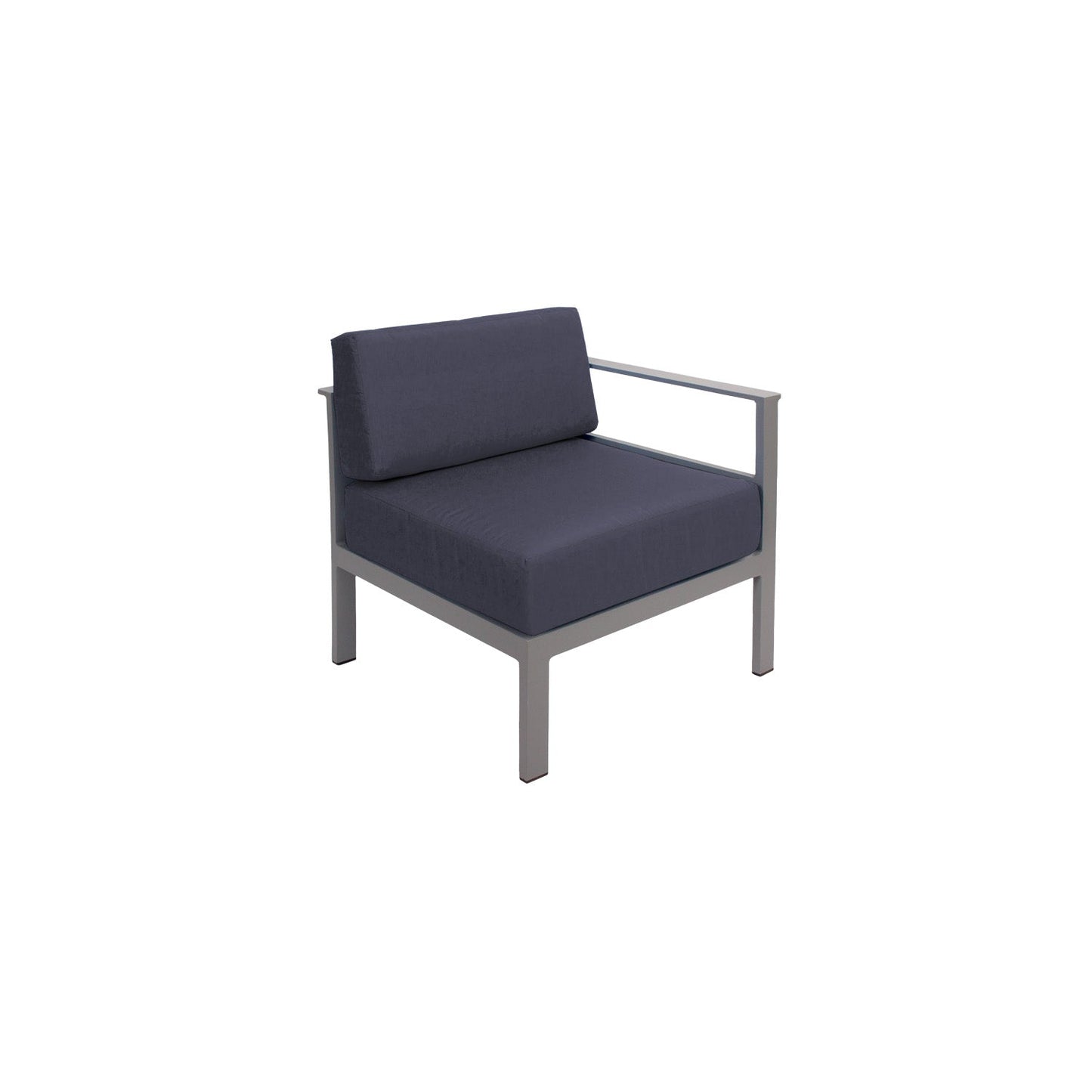 BFM Seating Belmar Left Arm Sofa Section with Sunbrella cushions, Soft Gray Frame (BFM - PH6101SG - L) - SchoolOutlet