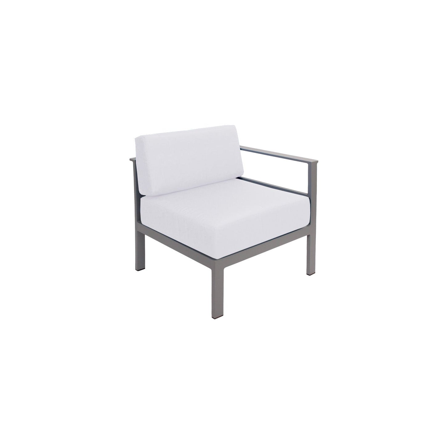 BFM Seating Belmar Left Arm Sofa Section with Sunbrella cushions, Soft Gray Frame (BFM - PH6101SG - L) - SchoolOutlet