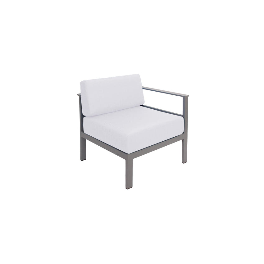 BFM Seating Belmar Left Arm Sofa Section with Sunbrella cushions, Soft Gray Frame (BFM - PH6101SG - L) - SchoolOutlet