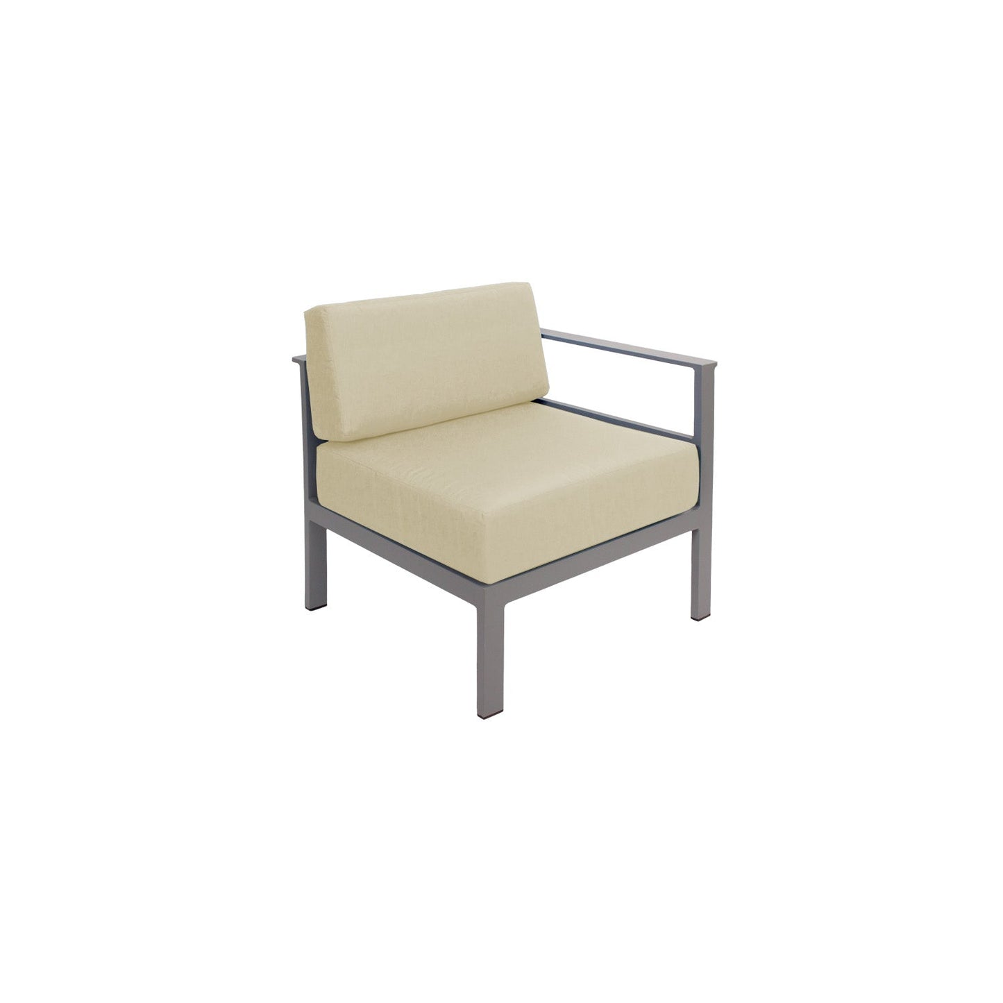 BFM Seating Belmar Left Arm Sofa Section with Sunbrella cushions, Soft Gray Frame (BFM - PH6101SG - L) - SchoolOutlet