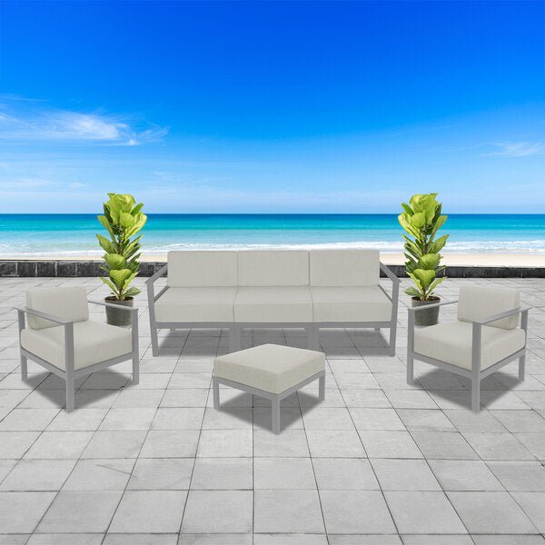 BFM Seating Belmar Armless Middle Sofa Section with Sunbrella cushions, Soft Gray Frame (BFM - PH6101SG - M) - SchoolOutlet