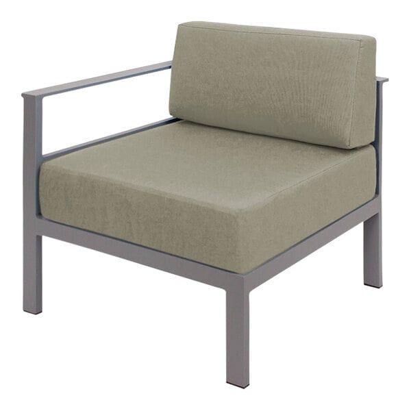 BFM Seating Belmar Right Arm Sofa Section with Sunbrella cushions, Soft Gray Frame (BFM - PH6101SG - R) - SchoolOutlet