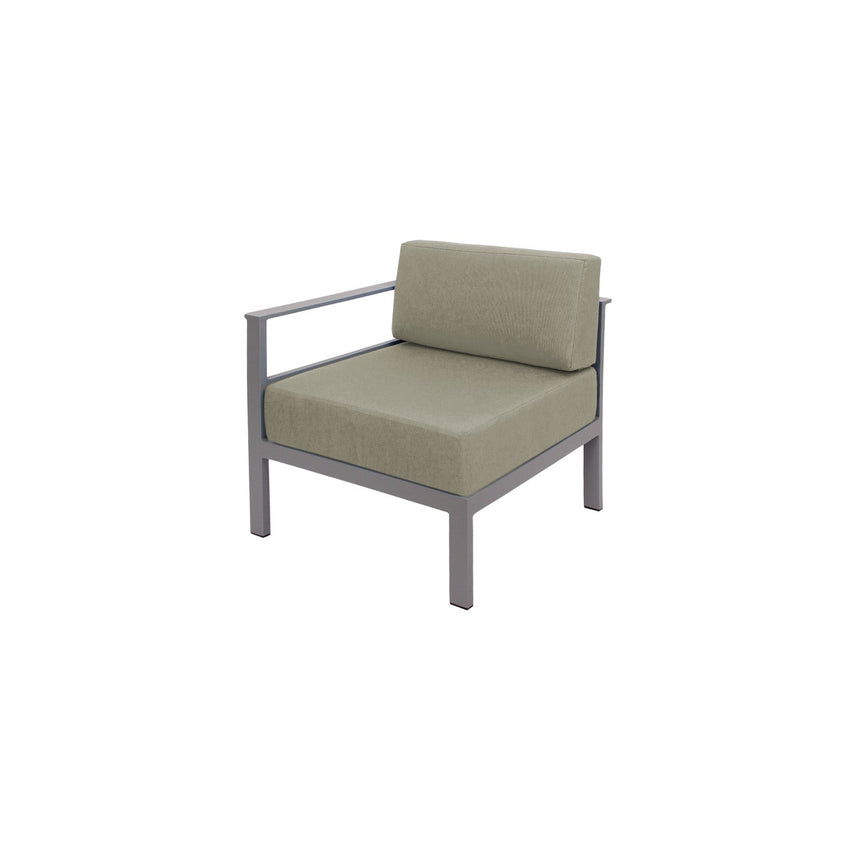 BFM Seating Belmar Right Arm Sofa Section with Sunbrella cushions, Soft Gray Frame (BFM - PH6101SG - R) - SchoolOutlet